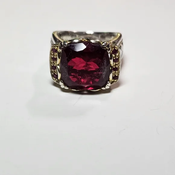 Authentic Michael Valitutti Red Quartz & Rubies Ring Sterling Silver & 18k Sz 6! - Picture 2 of 6
